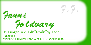 fanni foldvary business card